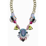 Heirloom Crystal Stone Cluster Statement Necklace